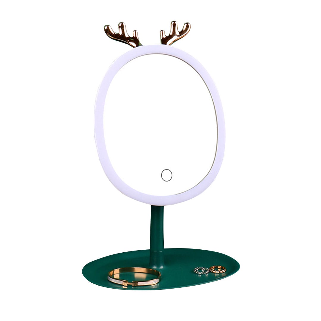 SOGA Green Antler LED Light Makeup Mirror Tabletop Vanity Home Decor SOGA Green Antler LED Light Makeup Mirror