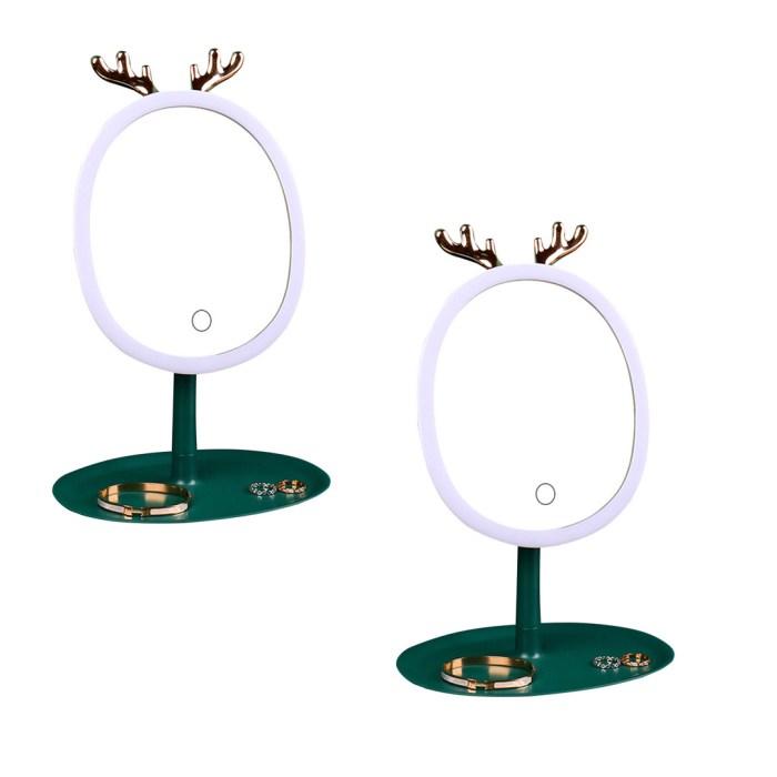 SOGA 2X Green Antler LED Light Makeup Mirror Tabletop Vanity Home Decor SOGA 2X Green Antler LED Light Makeup Mirror