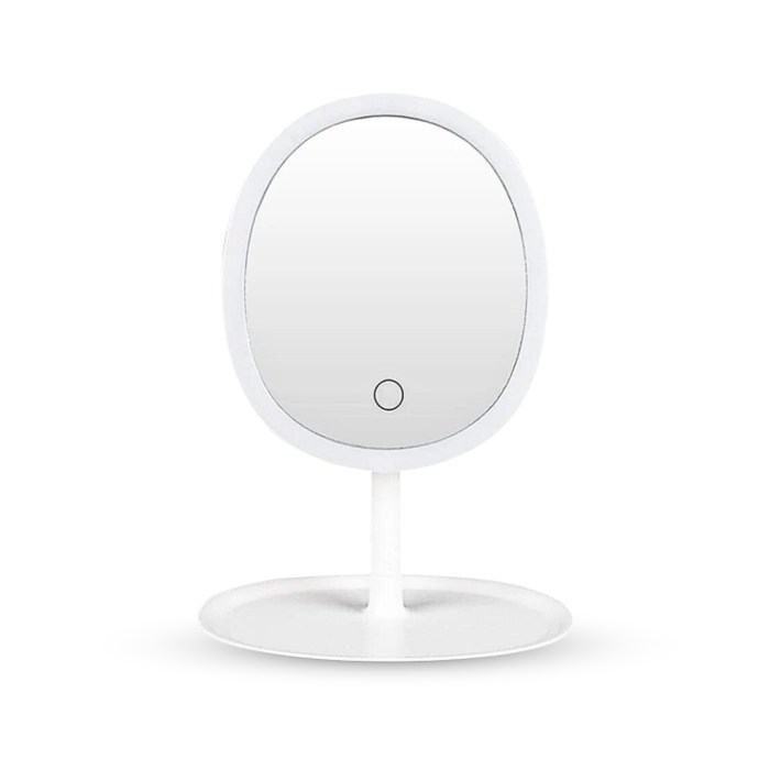 SOGA 26cm White Oval Smart LED Makeup Bedroom Table Vanity Mirror Tricolor Adjustable Light SOGA 2X 26cm White Oval Smart LED Mirror