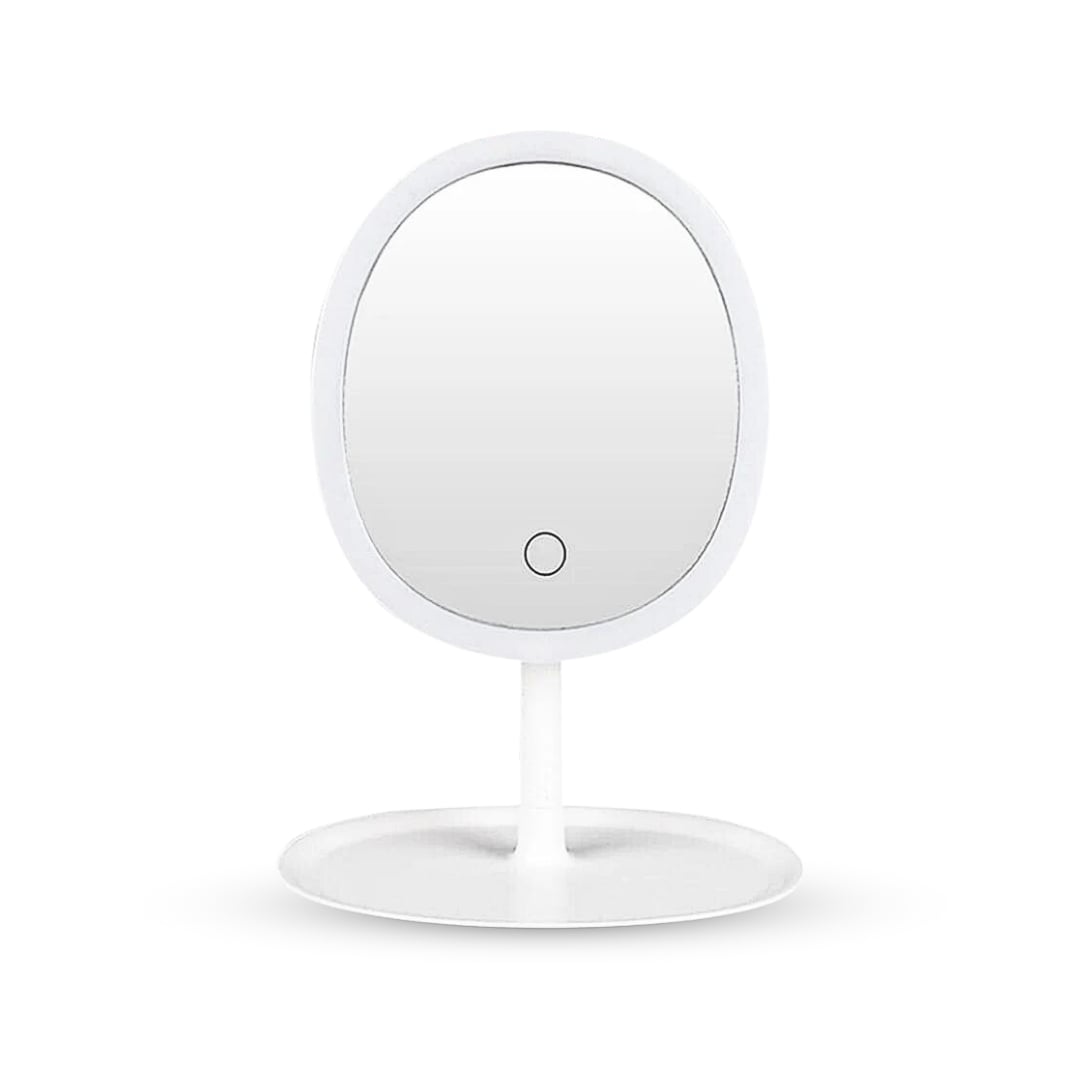 SOGA 26cm White Oval Smart LED Makeup Bedroom Table Vanity Mirror Tricolor Adjustable Light SOGA 2X 26cm White Oval Smart LED Mirror