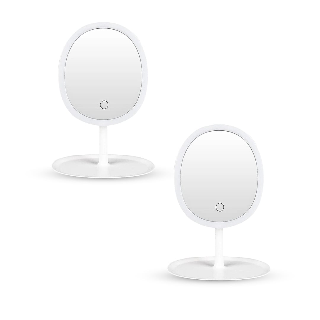 SOGA 2X 26cm White Oval Smart LED Makeup Bedroom Table Vanity Mirror Tricolor Adjustable Light SOGA 2X 26cm White Oval Smart LED Mirror