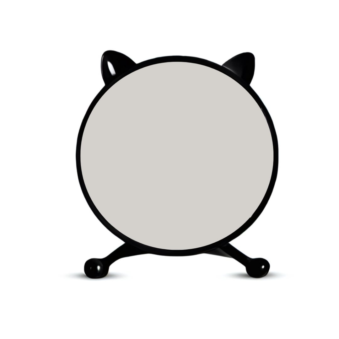 SOGA 30cm Black Smart Makeup Bedroom Table Mirror Cat Ear Style No LED Light SOGA 30cm Cat Ear Style LED Light