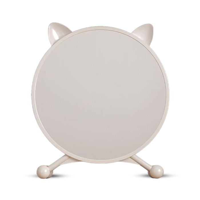 SOGA 40cm White Smart Makeup Bedroom Table Mirror Cat Ear Style No LED Light SOGA 2X 40cm Cat Ear Style LED Light