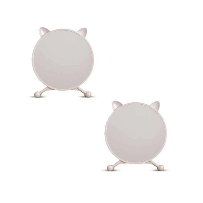 SOGA 2X 40cm White Smart Makeup Bedroom Table Mirror Cat Ear Style No LED Light SOGA 2X 40cm Cat Ear Style LED Light