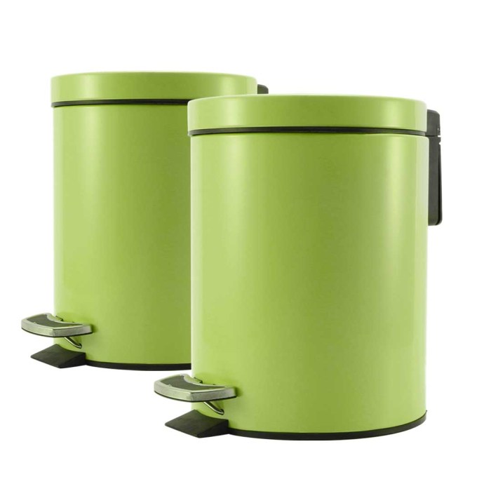SOGA 2X 7L Foot Pedal Stainless Steel Rubbish Recycling Garbage Waste Trash Bin Round Green
