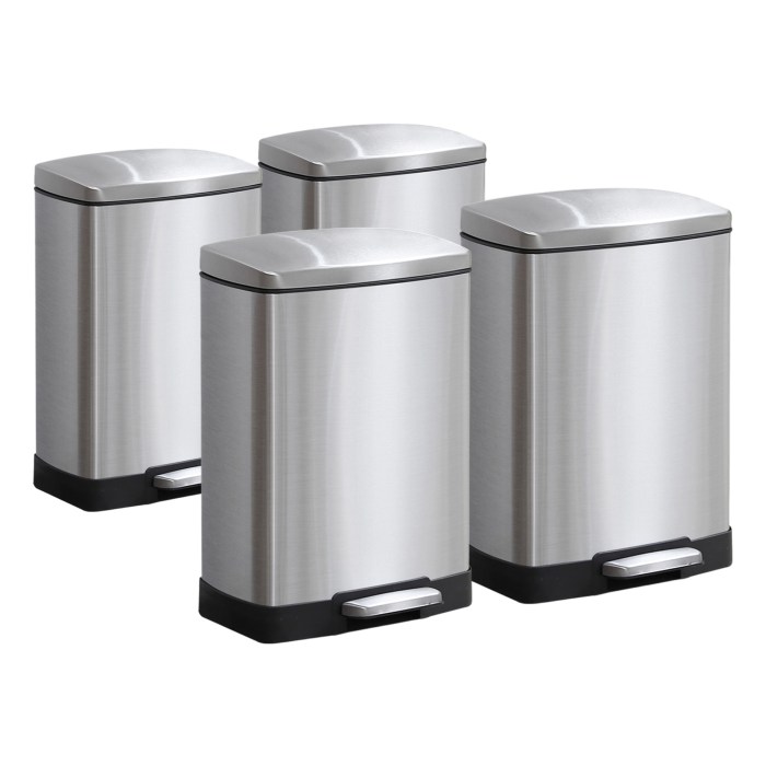 SOGA 4X Foot Pedal Stainless Steel Rubbish Recycling Garbage Waste Trash Bin Rectangular Shape 12L Silver SOGA 4X Foot Pedal Stainless Steel Rubbish Recycling Garbage Waste Trash Bin Rectangular Shape 12L Silver