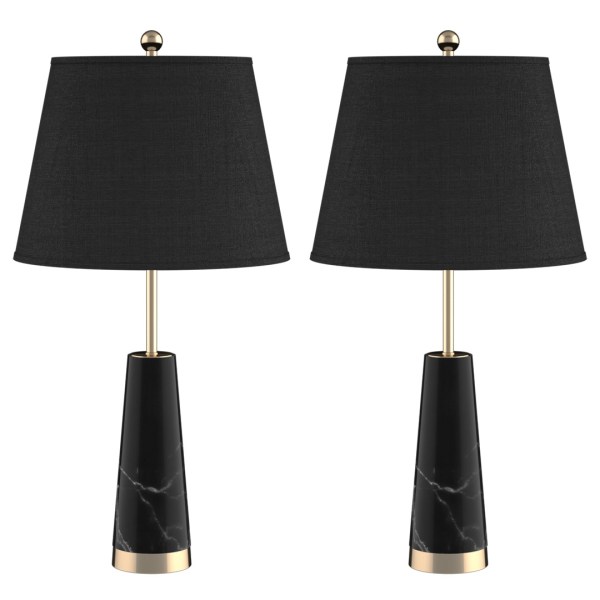 SOGA 2X 68cm Black Marble Bedside Desk Table Lamp