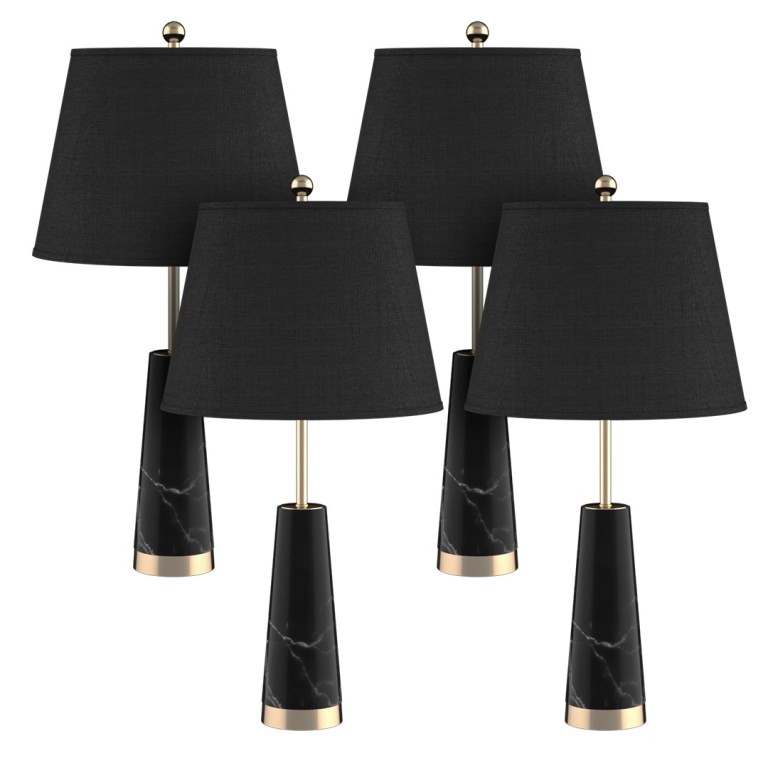 SOGA 4X 68cm Black Marble Bedside Desk Table Lamp Living Room Shade with Cone Shape Base SOGA 4X 68cm Black Marble Bedside Desk Table Lamp