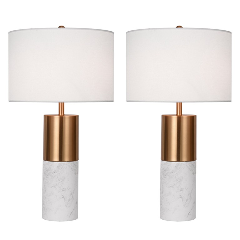 SOGA 2X 60cm White Marble Bedside Modern Desk Table Lamp