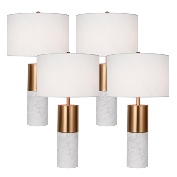 SOGA 4X 60cm White Marble Bedside Modern Desk Table Lamp Living Room Shade with Cylinder Base SOGA 4X 60cm White Marble Bedside Modern Desk Table Lamp