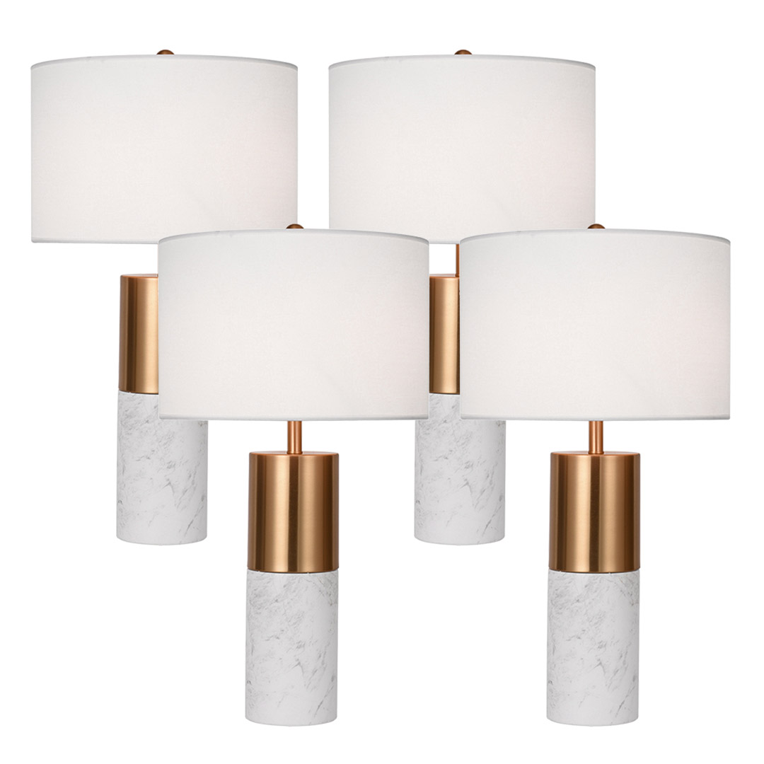 SOGA 4X 60cm White Marble Bedside Modern Desk Table Lamp Living Room Shade with Cylinder Base SOGA 4X 60cm White Marble Bedside Modern Desk Table Lamp