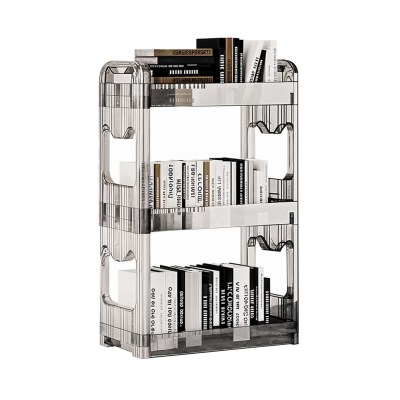 SOGA 38x24cm Clear 3 Tier Bookshelf & Cosmetic Storage Organizer Trolley Rack SOGA 38x24cm 3 Tier Bookshelf