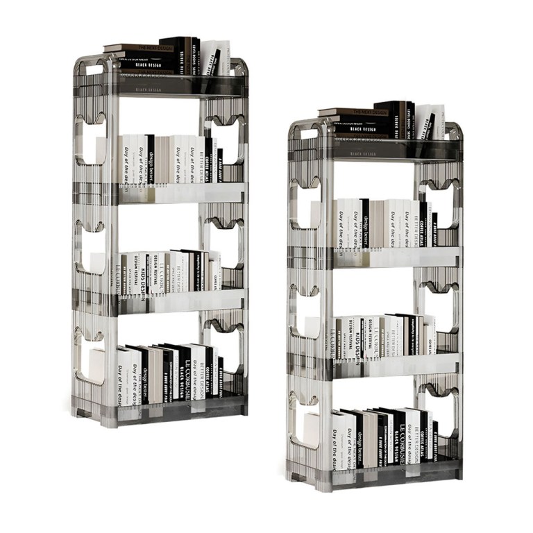 SOGA 2X 38x24cm Clear 3 Tier Bookshelf