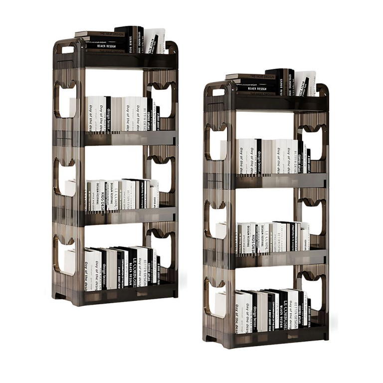 SOGA 2X 38x24cm Black 3 Tier Bookshelf