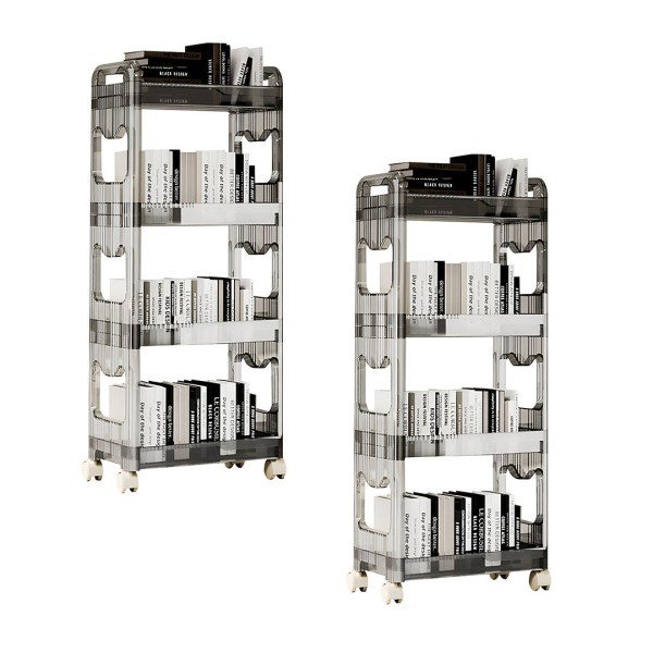 SOGA 2X 38×24 Black 4 Tier Bookshelf & Cosmetic Storage Organizer Trolley Rack SOGA 2X 38×24 Black 4 Tier Bookshelf