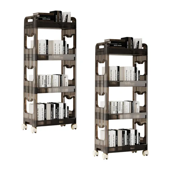 SOGA 2X 38x24cm Black 3 Tier Bookshelf & Cosmetic Storage Organizer Trolley Rack SOGA 2X 38x24cm Black 3 Tier Bookshelf