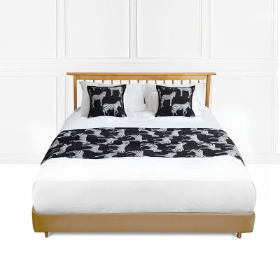 SOGA 1.5m Bed Light Luxury Black Zebra Vintage Bed Scarf Runner Bedding Tail Pad Flag For Home Hotel Set of 3 SOGA 1.5m Bedding Tail Pad Flag For Home Hotel Set of 3