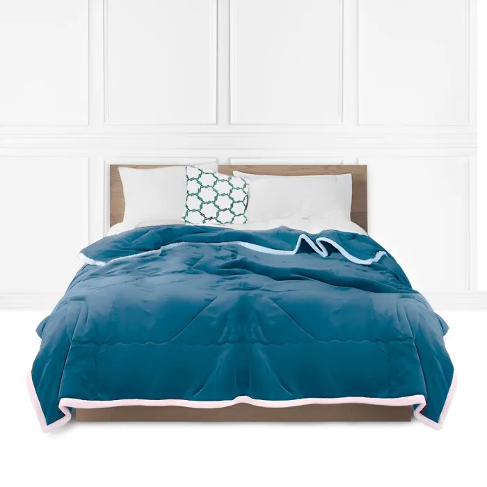 SOGA Lake Blue Throw Blanket Warm Cozy Double Sided Thick Flannel Coverlet Fleece Bed Sofa Comforter SOGA Lake Blue Throw Blanket