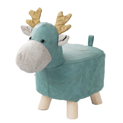 SOGA Green Children Bench Deer Character Round Ottoman Stool Soft Small Comfy Seat Home Decor SOGA Green Children Bench Deer Character Round Ottoman Stool Soft Small Comfy Seat Home Decor