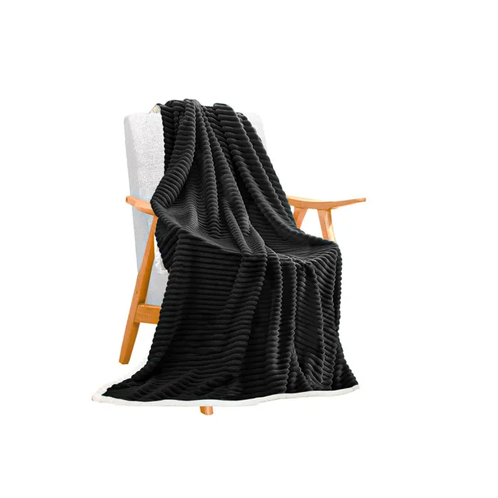 SOGA Black Throw Blanket Warm Cozy Double Sided Thick Flannel Coverlet Fleece Bed Sofa Comforter SOGA Black Throw Blanket
