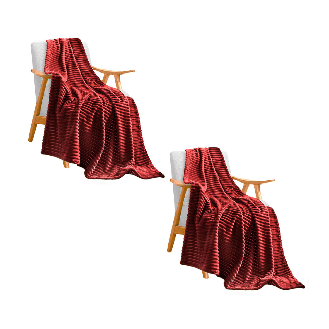 SOGA 2X Burgundy Throw Blanket