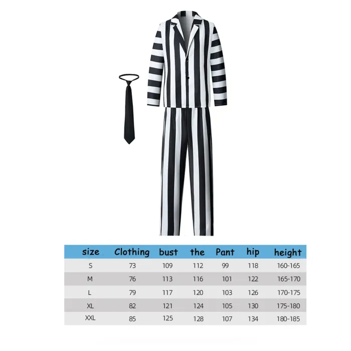 Adult Beetle Juice Beetle Juice Black and White Costume 5