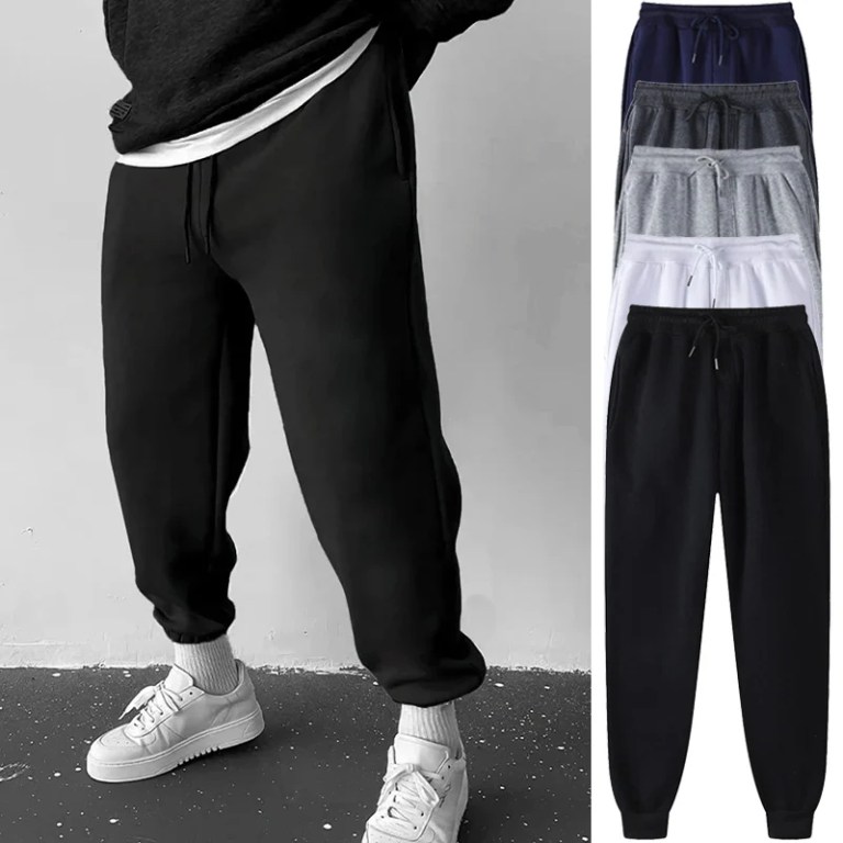 Men’s Athletic Trainning Joggers Casual Loose Fit Sweatpants Spring Fall Fleece Lined Pants Elastic Waist Drawstring Trousers