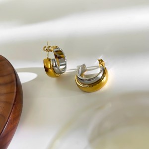 peri's minimalist double colour layered hoop earrings Peri's Minimalist Double Colour Layered Hoop Earrings 3