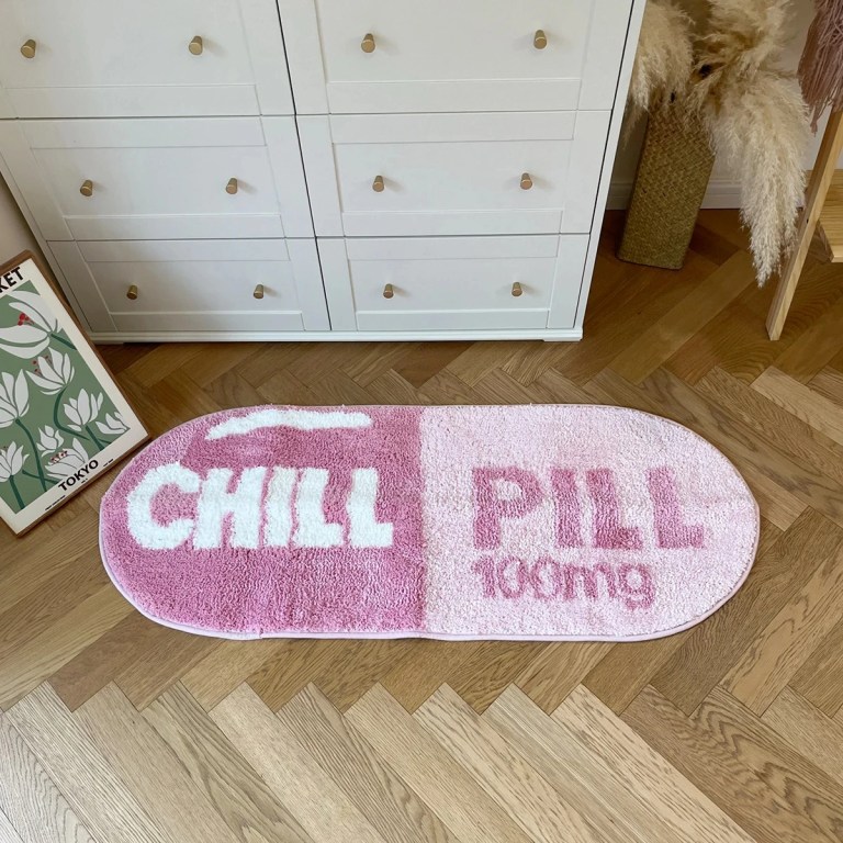 pink and blue chill pill oval tufted mat Pink and Blue Chill Pill Oval Tufted Mat 4