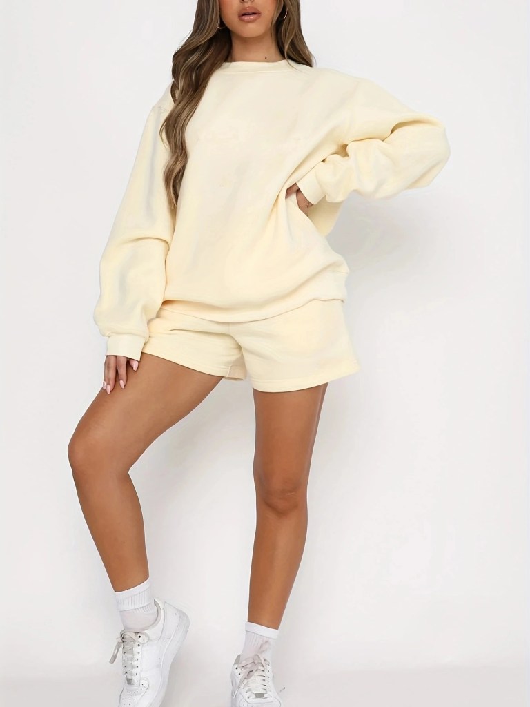 women's two piece jogger shorts and sweater set Women's Two-Piece Jogger Shorts and Sweater Set 6