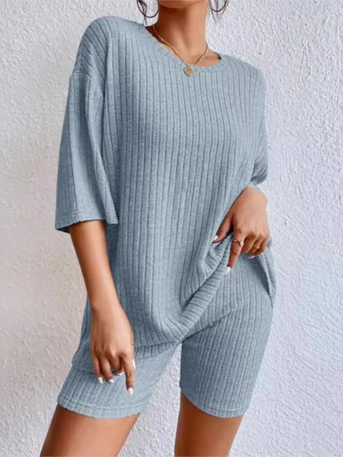 women's summer relaxed top + skin short biker shorts Women's Summer Relaxed Top + Skin Short Biker Shorts 3