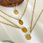 Peri's Stainless Steel 4 Designs Letter Pattern Geometric Gift Pendant Necklace 5