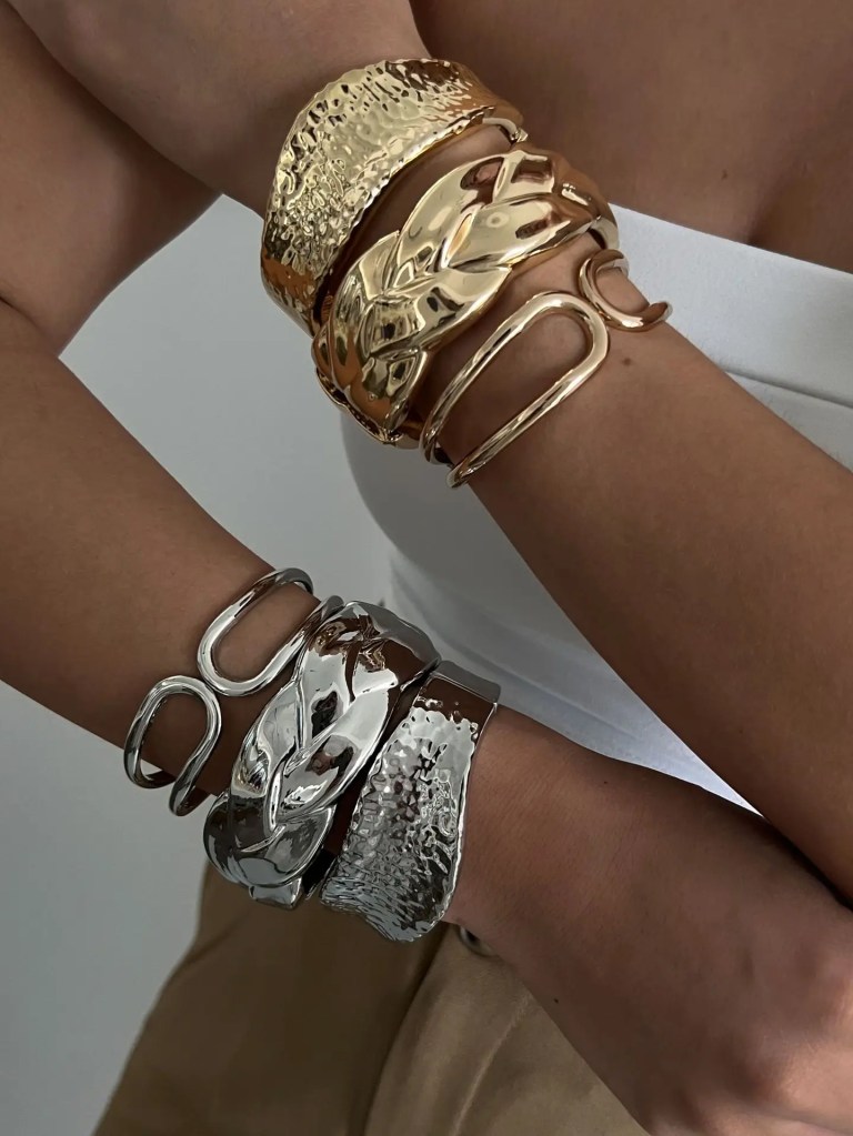 DIAZI Punk Exaggerated Geometric Metal Cuff Bangles 2