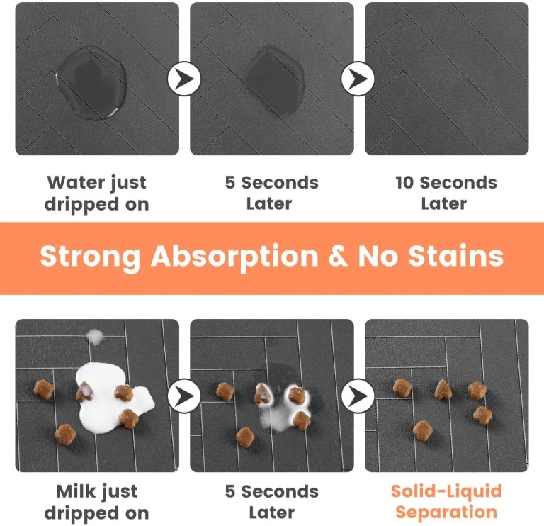 Pet Feeding Mat-Absorbent Pet Placemat for Food and Water Bowl 2