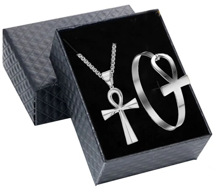 stainless steel egyptian life pendant necklace bracelet gift set Stainless Steel Egyptian Life Pendant Necklace Bracelet Gift Set 2