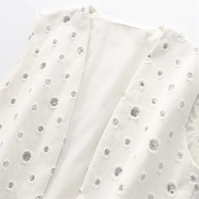 pb new women's beaded decora open vest + mini skirt set in white PB New Women's Beaded Decora Open Vest + Mini Skirt Set in white 6