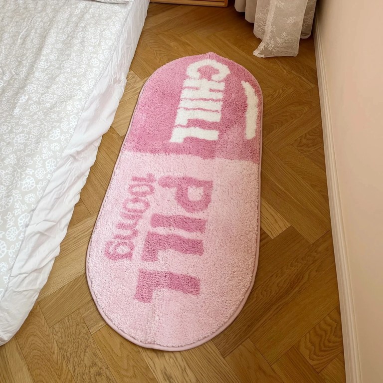 pink and blue chill pill oval tufted mat Pink and Blue Chill Pill Oval Tufted Mat 3