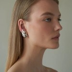 Peri's Gold Plated Double Layered Water Drop Stud Earrings 2