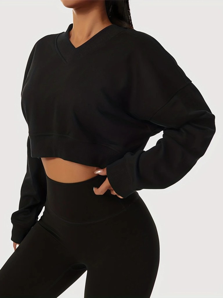 Womens cropped long sleeve sweatshirt 4