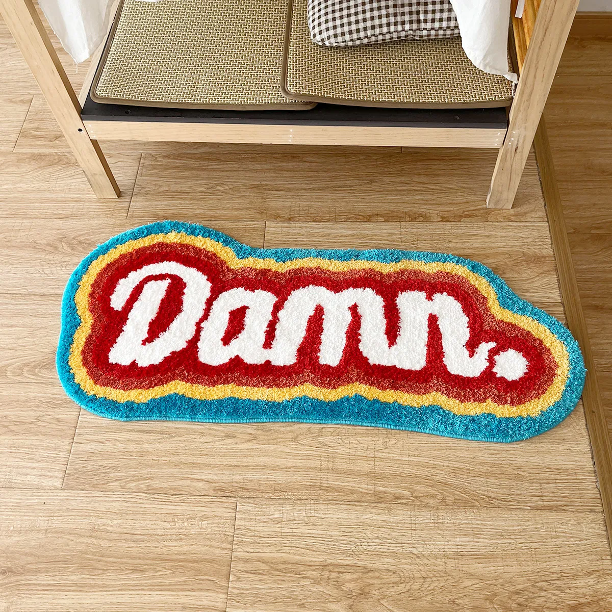 "damn" handmade rainbow fluffy tufted rug "Damn" Handmade Rainbow Fluffy Tufted Rug 4