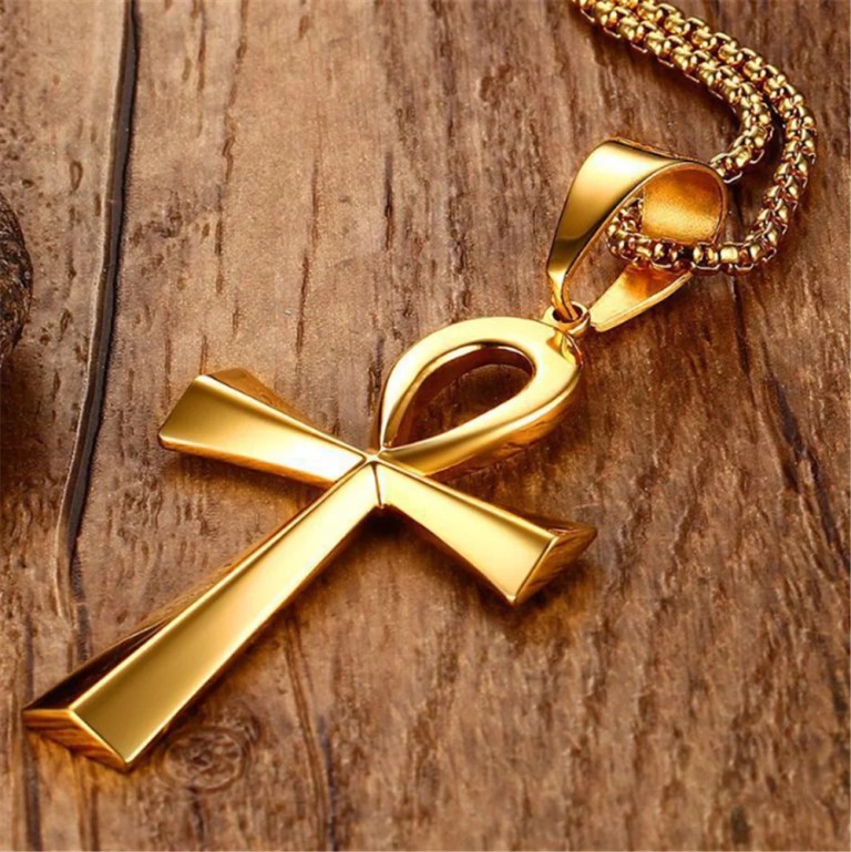 Stainless Steel Egyptian Life Pendant Necklace Bracelet Gift Set 5