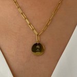 Peri's Stainless Steel 4 Designs Letter Pattern Geometric Gift Pendant Necklace 4