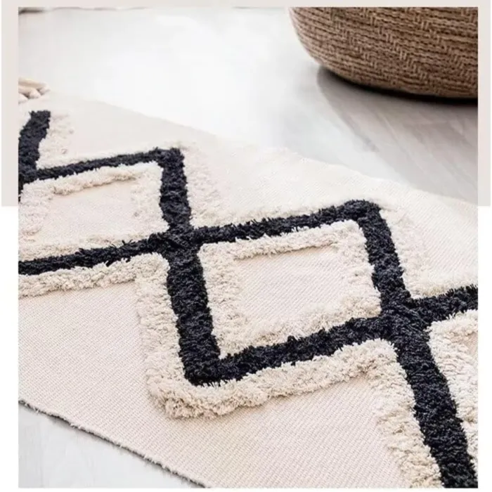 boho natural farmhouse tufted accent rug with tassels Boho Natural Farmhouse Tufted Accent Rug with Tassels 4