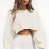Women's Loose Fit Round Neck Crop Sweater 4