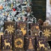 12/24pcs Gold Black Elk Snowflake Merry Christmas Gift Bags in Gold & Black 3