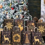 12/24pcs Gold Black Elk Snowflake Merry Christmas Gift Bags in Gold & Black 3