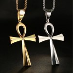 Stainless Steel Egyptian Life Pendant Necklace Bracelet Gift Set 4