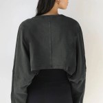 Women's Loose Fit Round Neck Crop Sweater 3