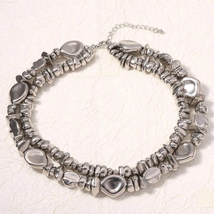 2pcs/set vintage silver acrylic chains choker necklaces perfect gift! 2pcs/set Vintage Silver Acrylic Chains Choker Necklaces Perfect Gift! 3