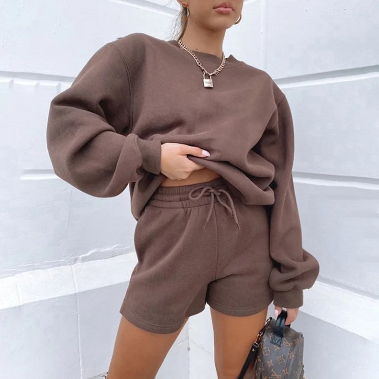 women's two piece jogger shorts and sweater set Women's Two-Piece Jogger Shorts and Sweater Set 3